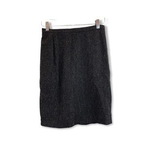 Maxmara Black White Wool Tweed Midi Skirt